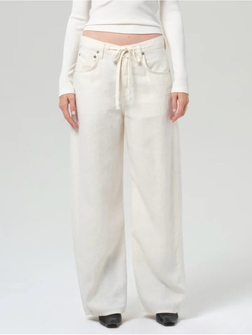 Citizens Of Humanity Bryant Drawstring Linen Trouser in white